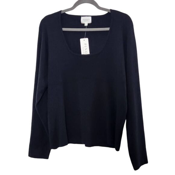 Pinque Black Sweater NWT Size 3X Black Fitted Sweater Square Neck Pullover - Picture 1 of 10